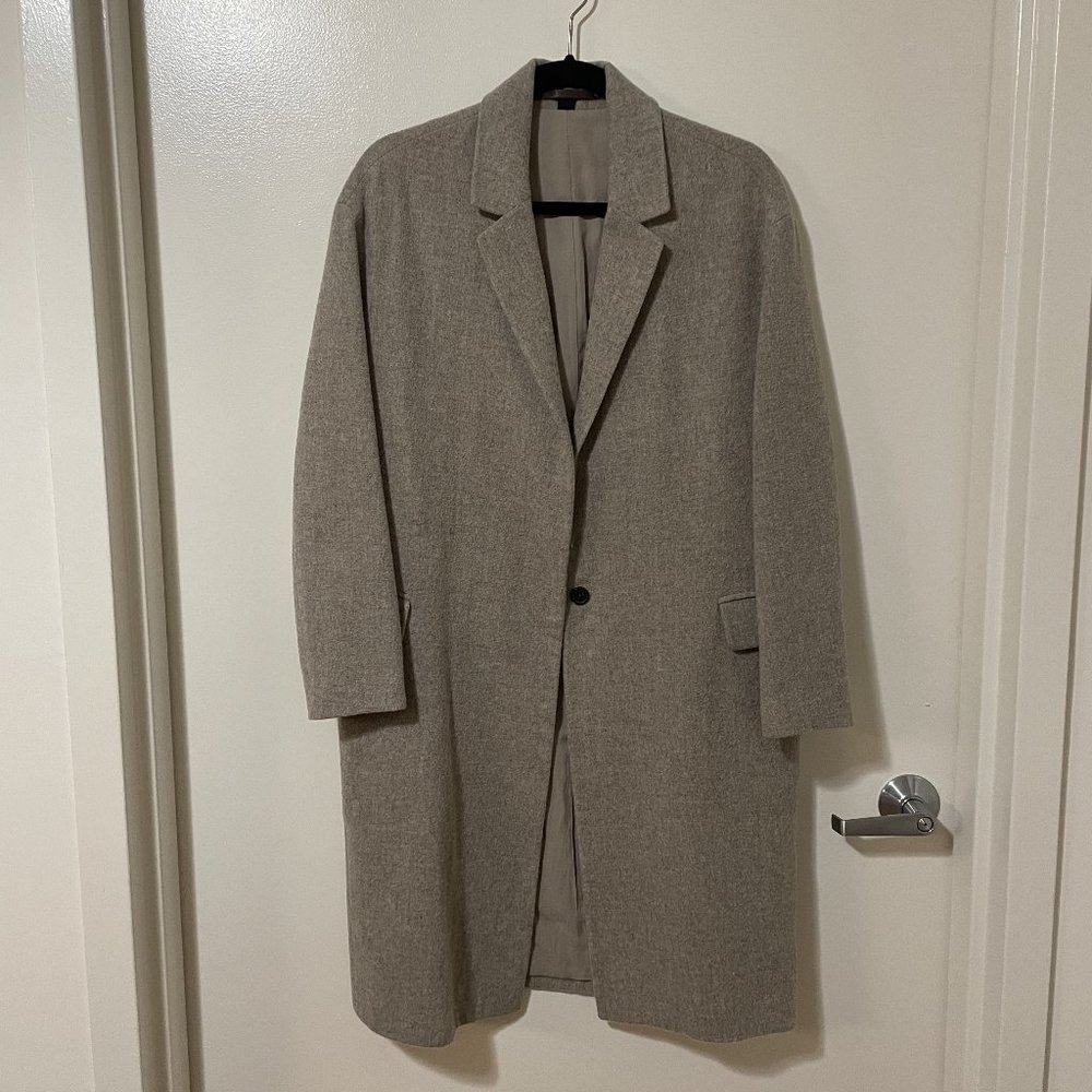 AllSaints Wool Blend Classic Long Coat Oat Women Size Small